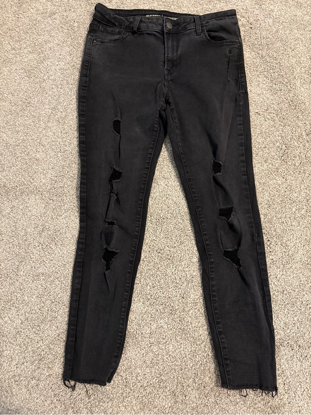 Old Navy Black Rockstar Mid-Rise Distressed Women's Skinny Jeans